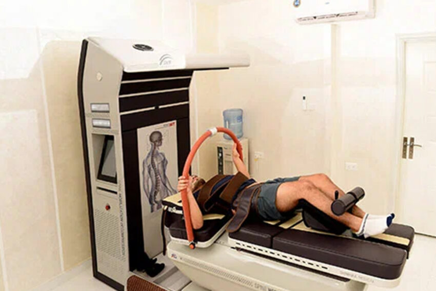 Physical Therapy with Spinal Traction Device